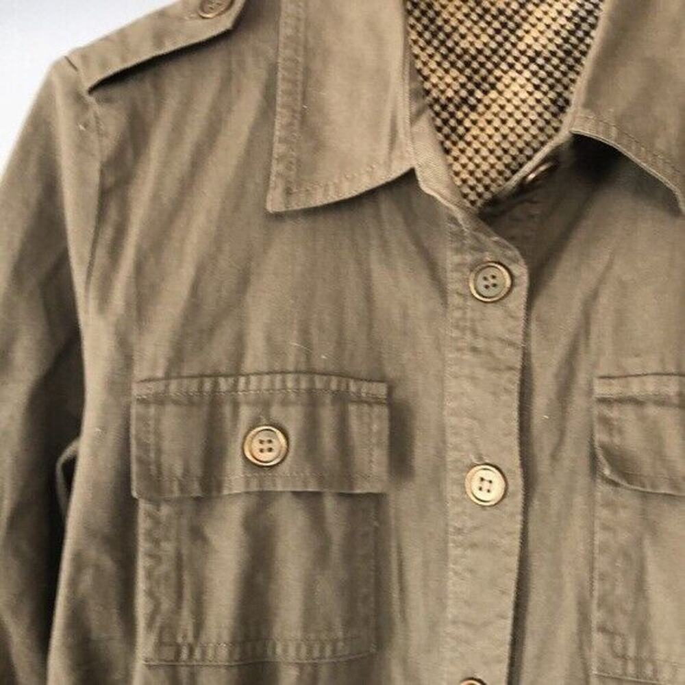 Mine Jacket Coat Sweater back Women's Sz Small khaki Green Pockets button front - Picture 4 of 8